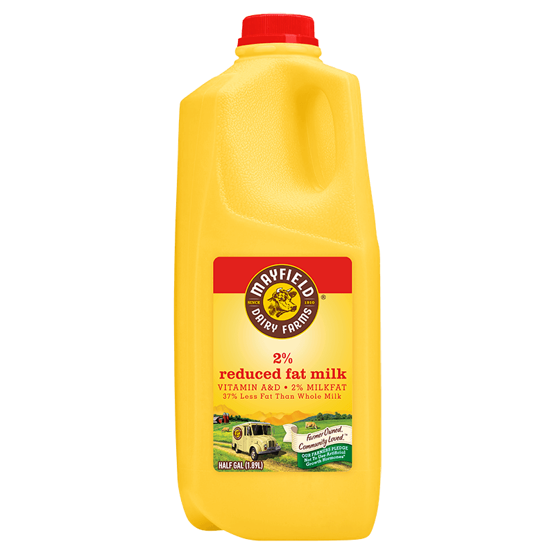 2 Reduced Fat Milk Plastic Half Gallon Mayfield Dairy Farms