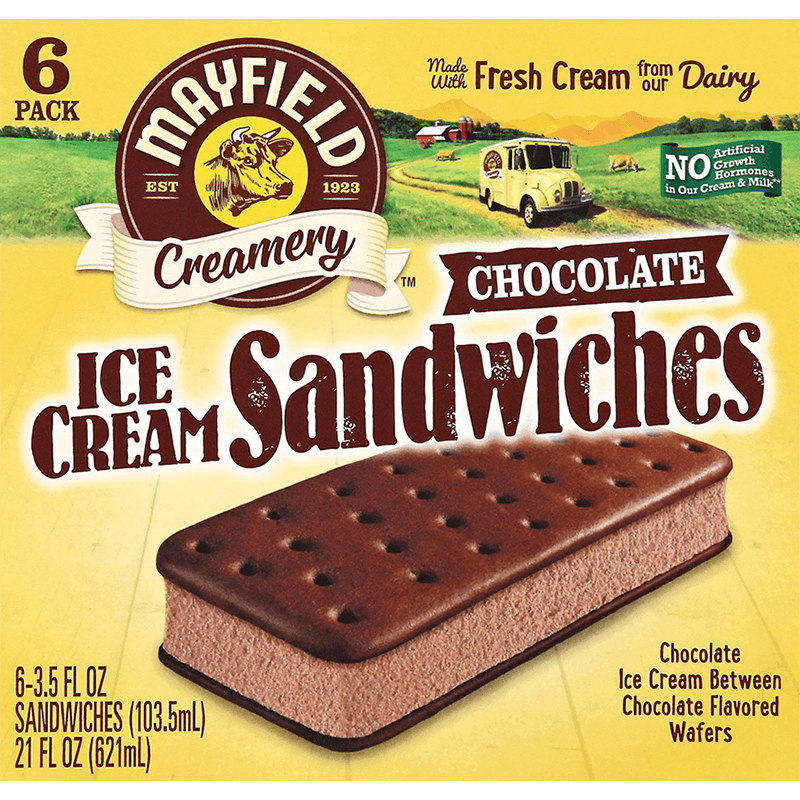 Chocolate Ice Cream Sandwiches 6 Pk - Mayfield Dairy Farms®