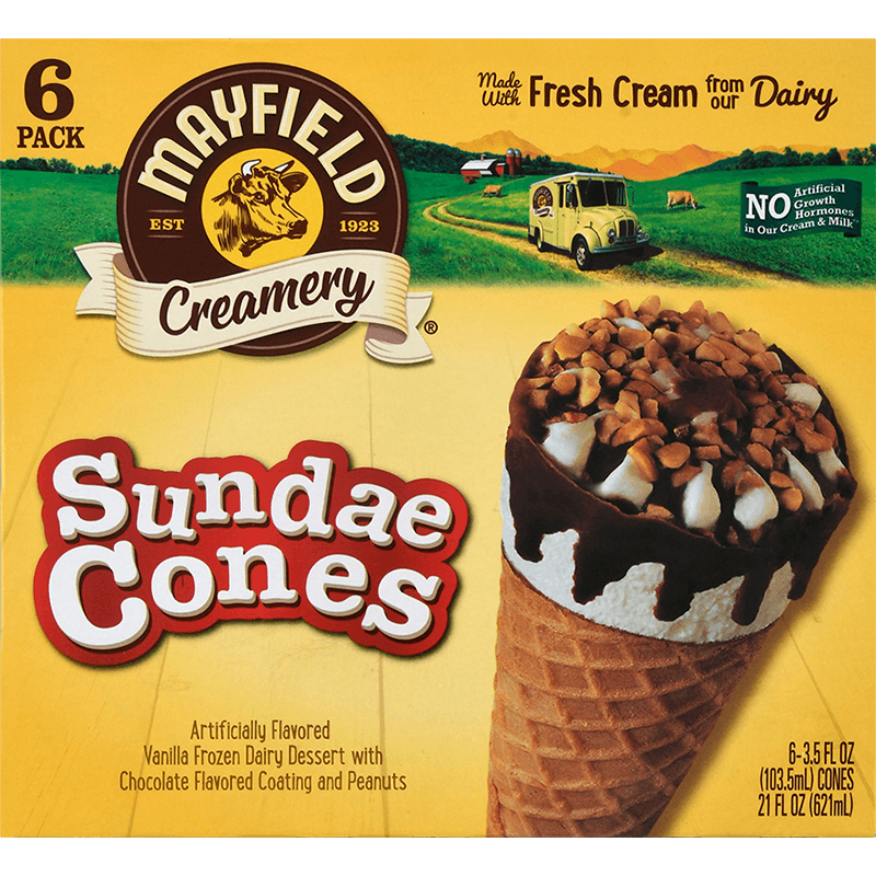Vanilla Sundae Cones 6 Pk Mayfield Dairy Farms®