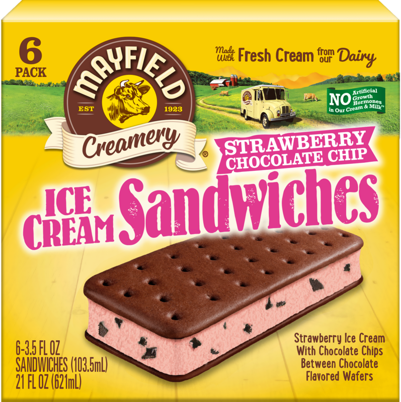 Strawberry Chocolate Chip Ice Cream Sandwiches 6 Pk